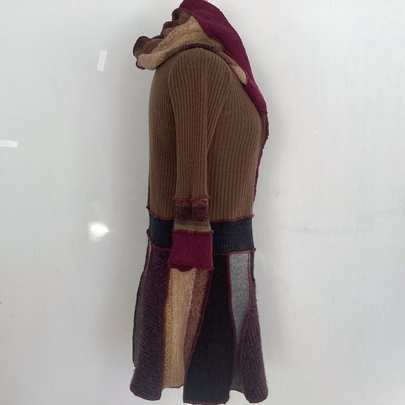 Boho whimsigoth cottagecore lagenlook dark Fairy upcycled hooded sweater tunic S - Picture 7 of 15